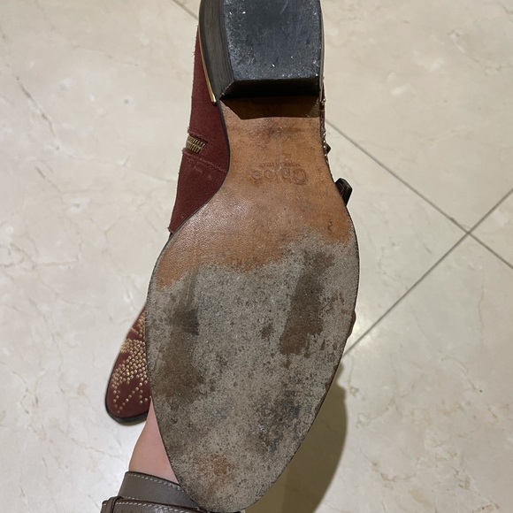 Chloe maroon studded booties - Picture 3 of 5